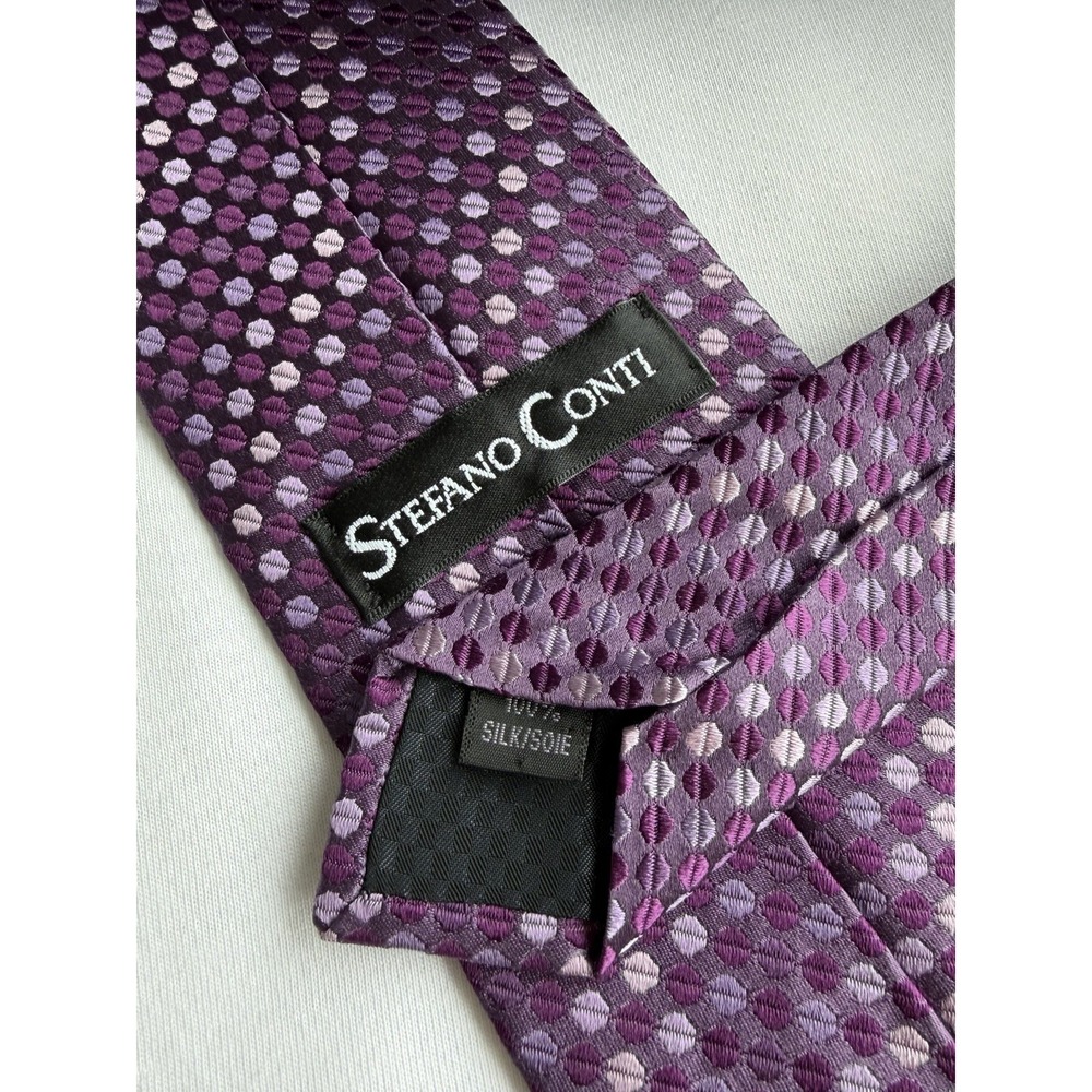 Stefano Conti	Purple Polka Dot Striped Woven Jacquard	100% Silk Tie Necktie